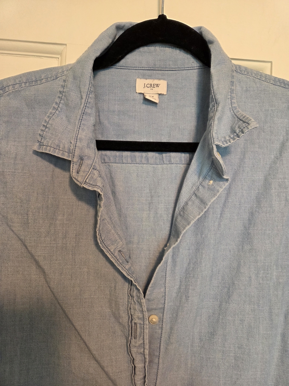 J. Crew Sleeveless Chambray Button-Front Shirt - Light Blue Size 2X - Picture 6 of 10